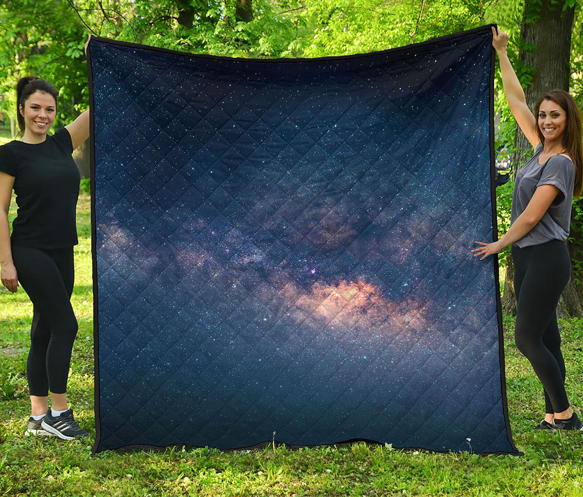 Dark Milky Way Galaxy Space Print Quilt