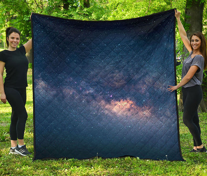 Dark Milky Way Galaxy Space Print Quilt