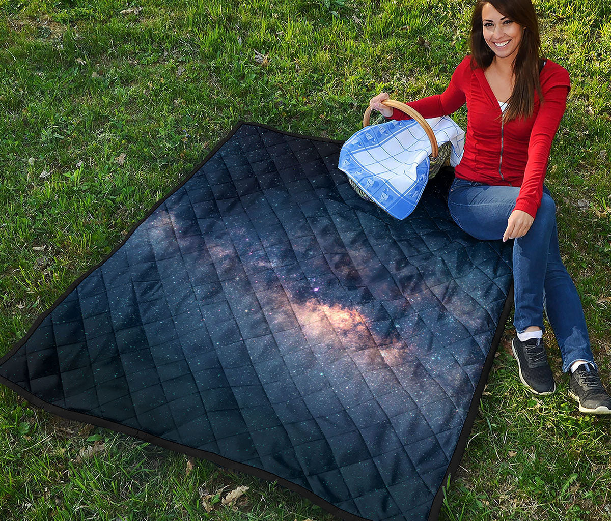 Dark Milky Way Galaxy Space Print Quilt