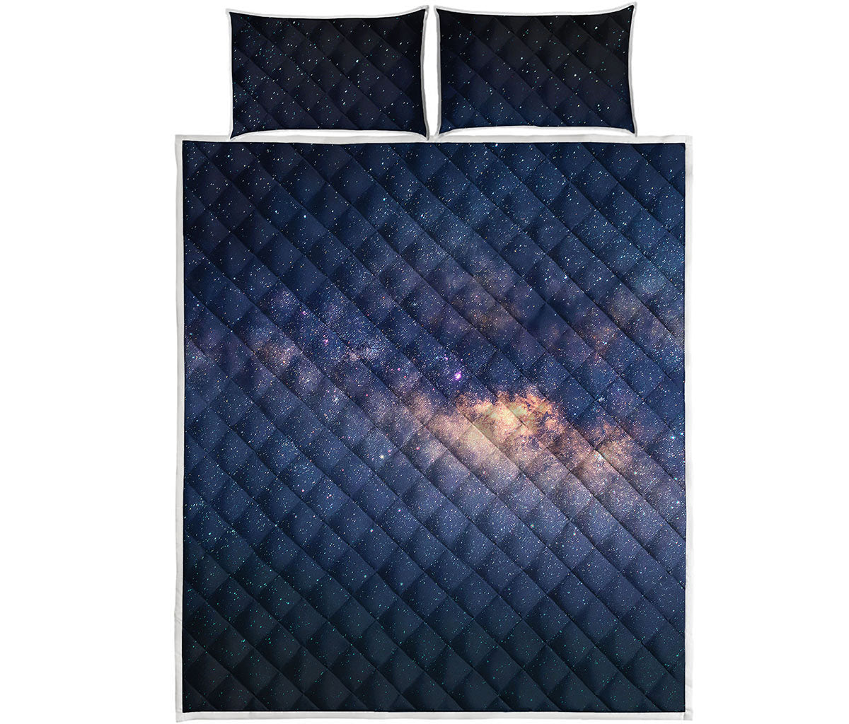 Dark Milky Way Galaxy Space Print Quilt Bed Set