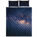 Dark Milky Way Galaxy Space Print Quilt Bed Set