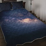 Dark Milky Way Galaxy Space Print Quilt Bed Set