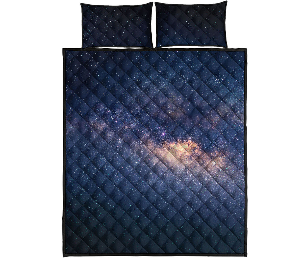 Dark Milky Way Galaxy Space Print Quilt Bed Set