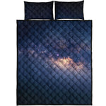 Dark Milky Way Galaxy Space Print Quilt Bed Set