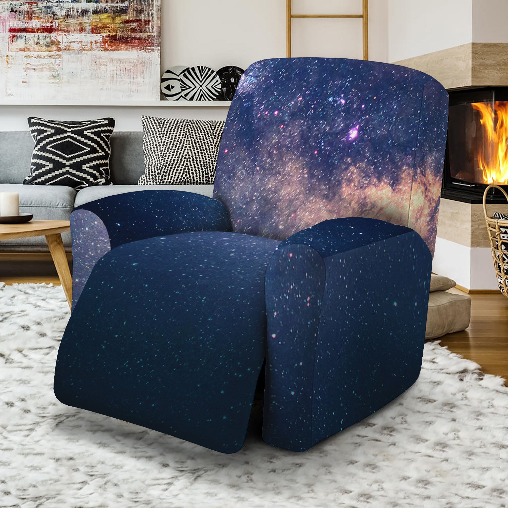 Dark Milky Way Galaxy Space Print Recliner Slipcover