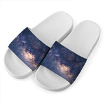 Dark Milky Way Galaxy Space Print White Slide Sandals