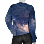 Dark Milky Way Galaxy Space Print Women's Crewneck Sweatshirt GearFrost