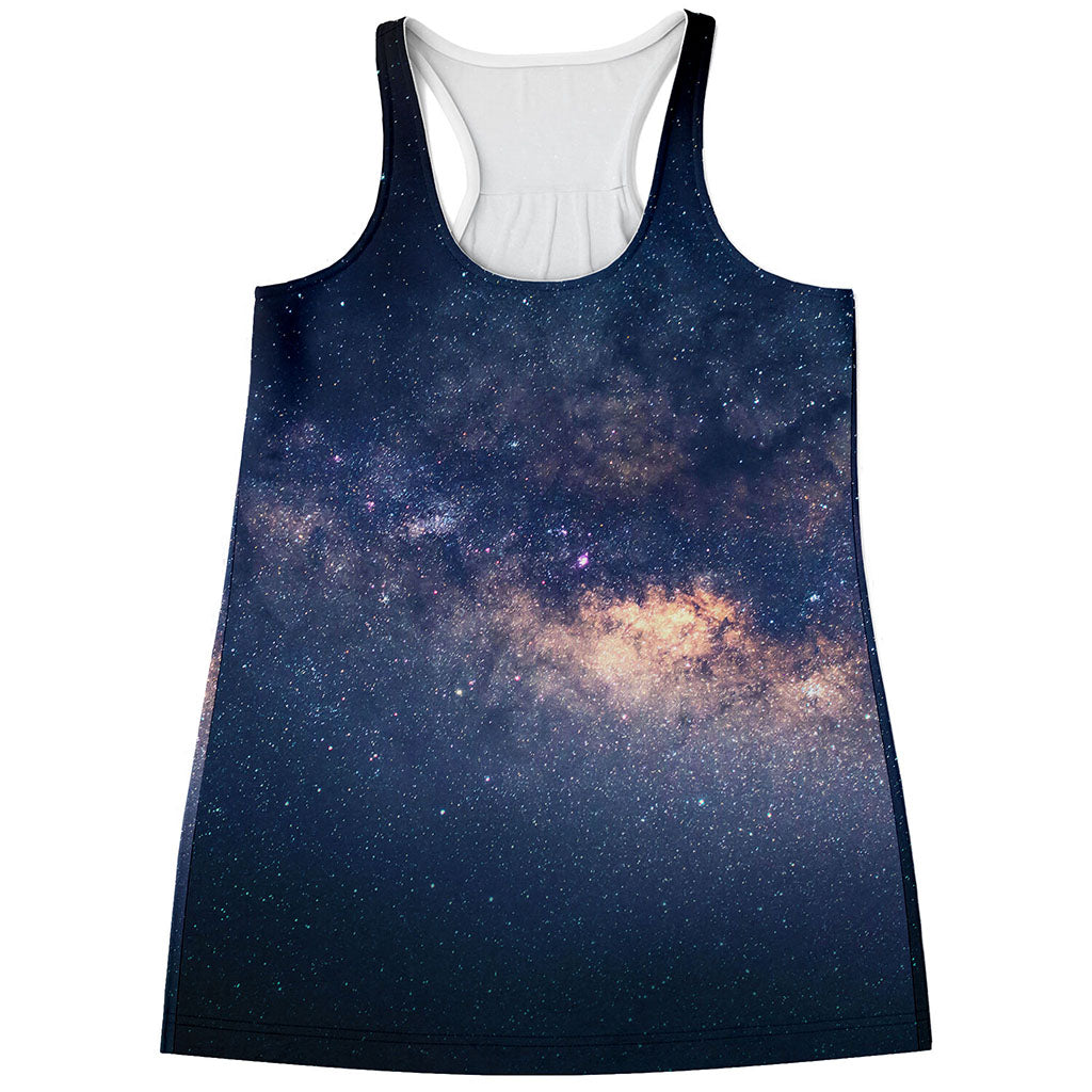 Dark Milky Way Galaxy Space Print Women's Racerback Tank Top