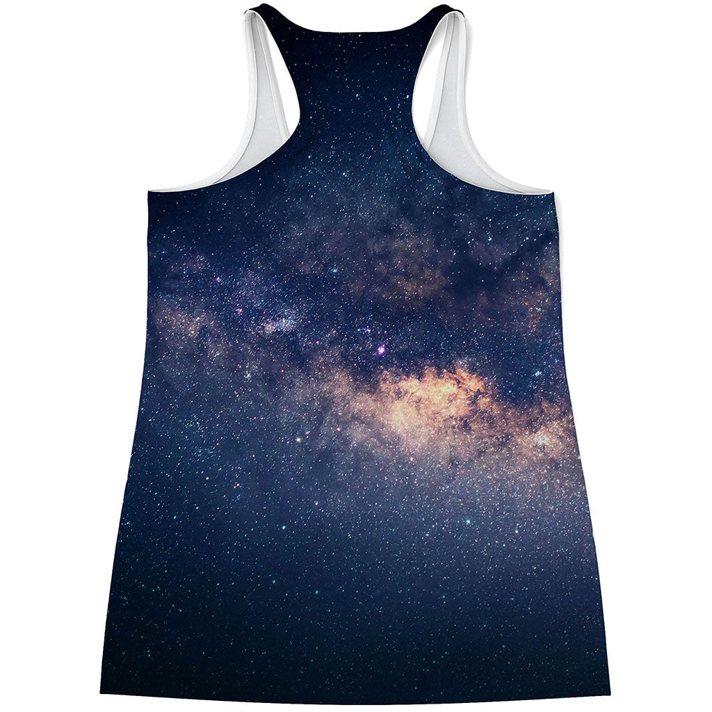 Dark Milky Way Galaxy Space Print Women's Racerback Tank Top