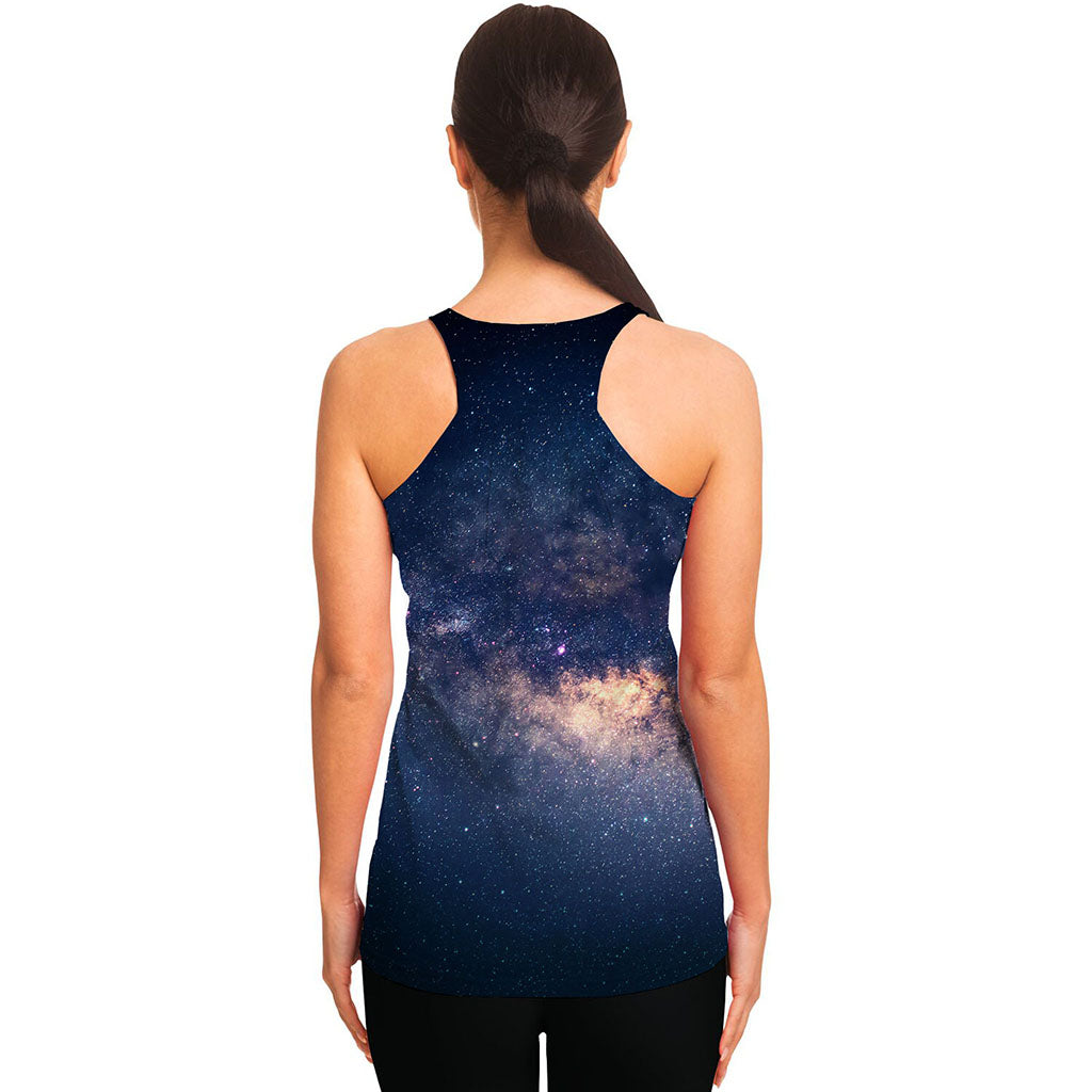 Dark Milky Way Galaxy Space Print Women's Racerback Tank Top