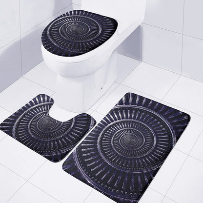 Dark Navy Metal Spiral Print 3 Piece Bath Mat Set