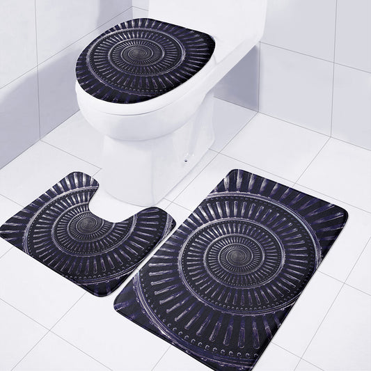 Dark Navy Metal Spiral Print 3 Piece Bath Mat Set