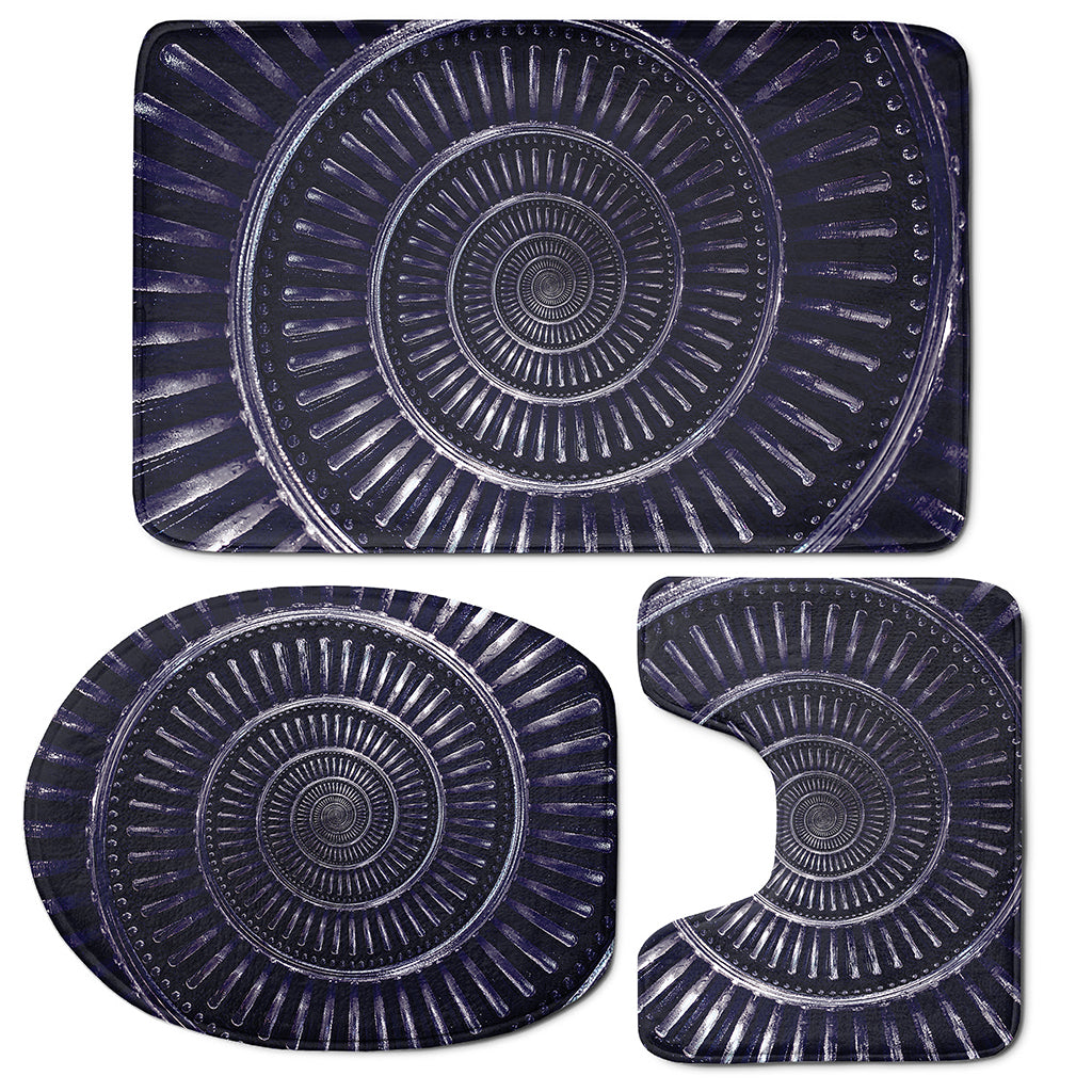Dark Navy Metal Spiral Print 3 Piece Bath Mat Set