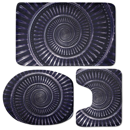 Dark Navy Metal Spiral Print 3 Piece Bath Mat Set