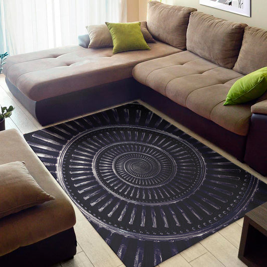 Dark Navy Metal Spiral Print Area Rug