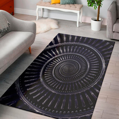Dark Navy Metal Spiral Print Area Rug