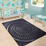Dark Navy Metal Spiral Print Area Rug