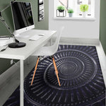 Dark Navy Metal Spiral Print Area Rug