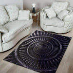 Dark Navy Metal Spiral Print Area Rug