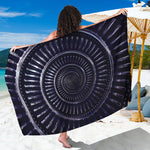 Dark Navy Metal Spiral Print Beach Sarong Wrap