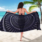 Dark Navy Metal Spiral Print Beach Sarong Wrap