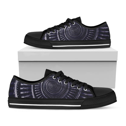 Dark Navy Metal Spiral Print Black Low Top Shoes