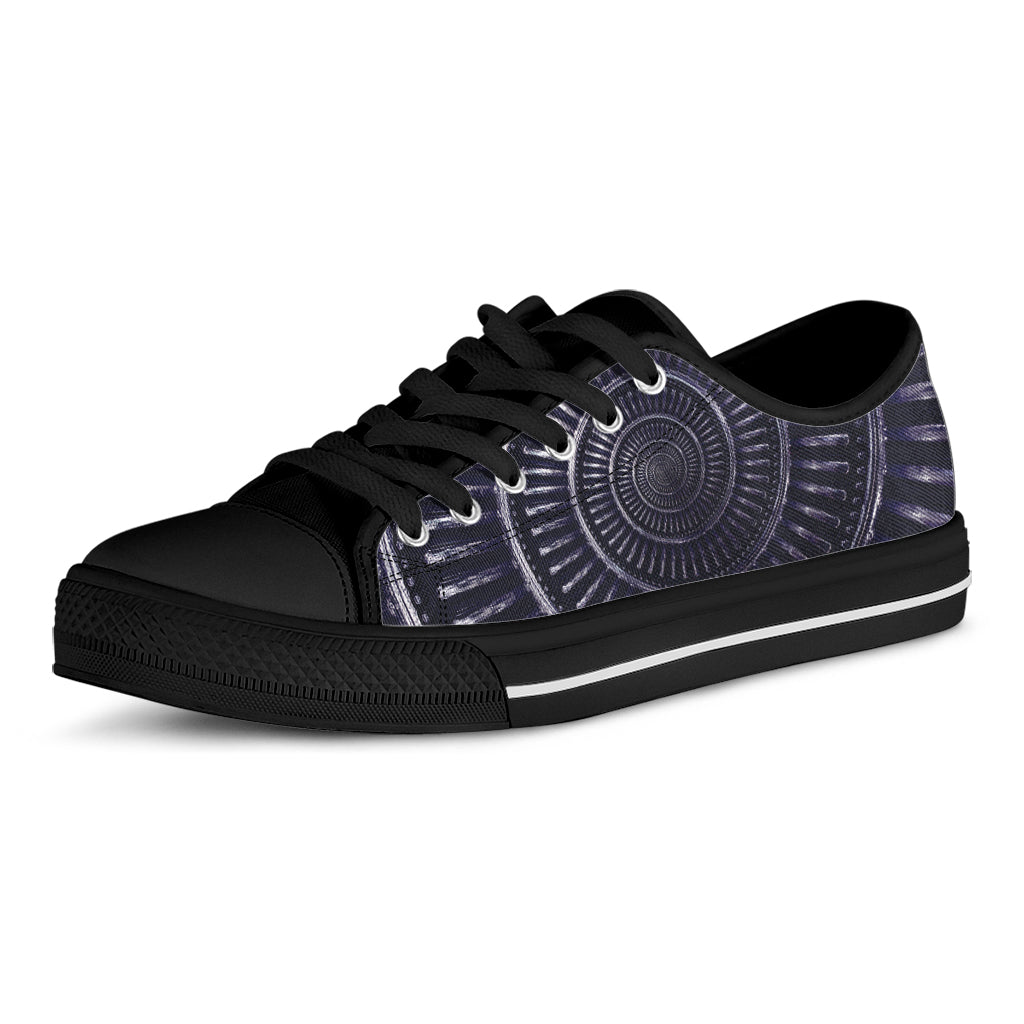 Dark Navy Metal Spiral Print Black Low Top Shoes