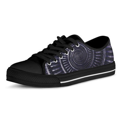 Dark Navy Metal Spiral Print Black Low Top Shoes