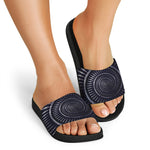 Dark Navy Metal Spiral Print Black Slide Sandals