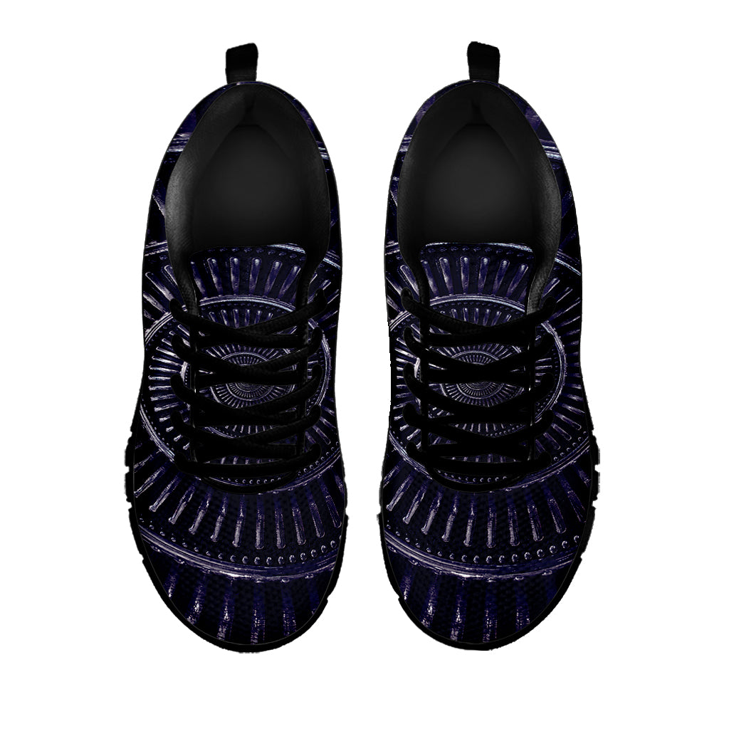 Dark Navy Metal Spiral Print Black Sneakers