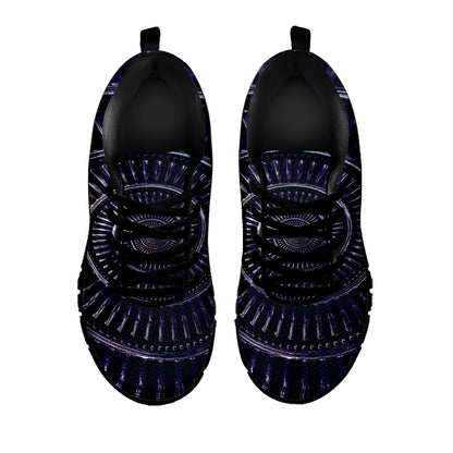 Dark Navy Metal Spiral Print Black Sneakers