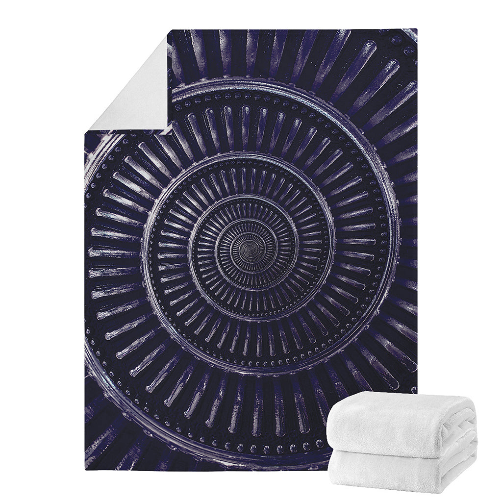 Dark Navy Metal Spiral Print Blanket
