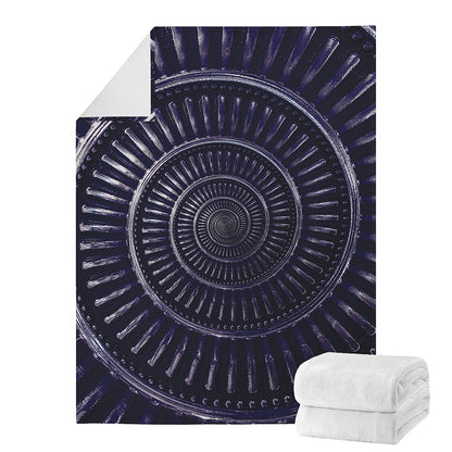 Dark Navy Metal Spiral Print Blanket