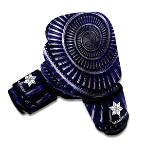 Dark Navy Metal Spiral Print Boxing Gloves