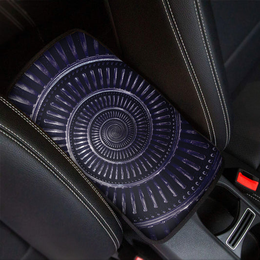 Dark Navy Metal Spiral Print Car Center Console Cover