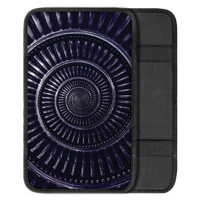 Dark Navy Metal Spiral Print Car Center Console Cover