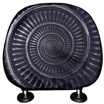 Dark Navy Metal Spiral Print Car Headrest Covers