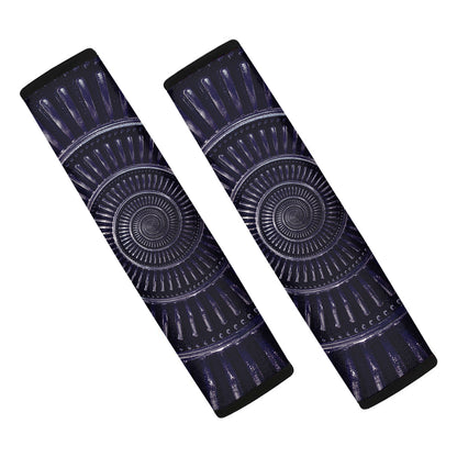 Dark Navy Metal Spiral Print Car Seat Belt Covers