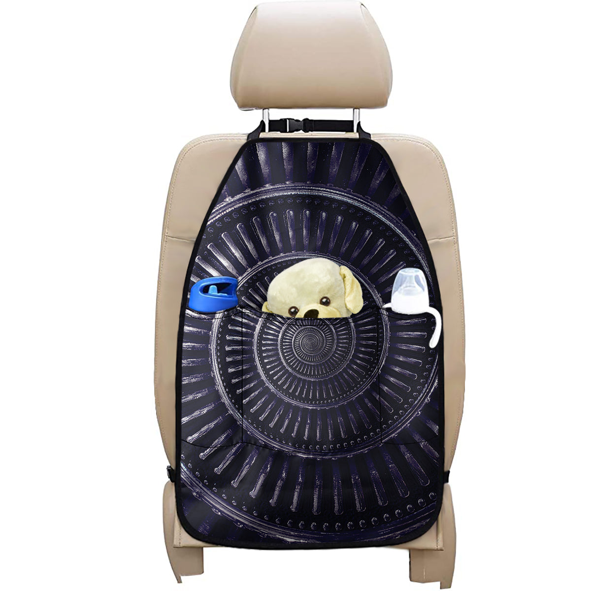 Dark Navy Metal Spiral Print Car Seat Organizers