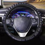 Dark Navy Metal Spiral Print Car Steering Wheel Cover
