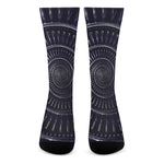 Dark Navy Metal Spiral Print Crew Socks