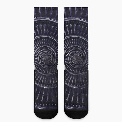 Dark Navy Metal Spiral Print Crew Socks