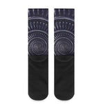 Dark Navy Metal Spiral Print Crew Socks