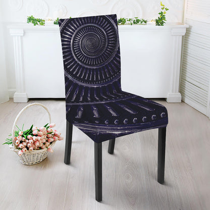 Dark Navy Metal Spiral Print Dining Chair Slipcover