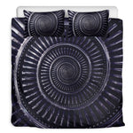 Dark Navy Metal Spiral Print Duvet Cover Bedding Set