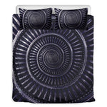 Dark Navy Metal Spiral Print Duvet Cover Bedding Set