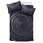 Dark Navy Metal Spiral Print Duvet Cover Bedding Set