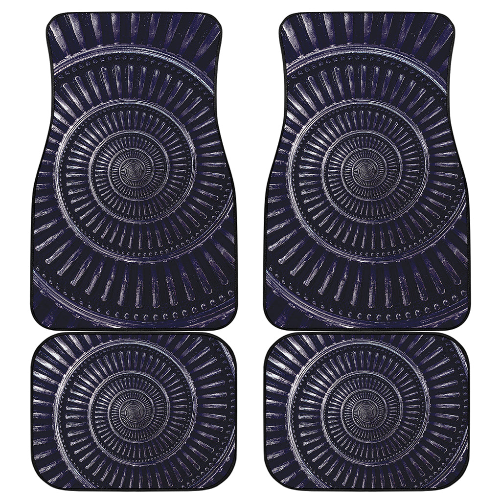 Dark Navy Metal Spiral Print Front and Back Car Floor Mats