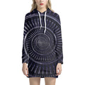 Dark Navy Metal Spiral Print Pullover Hoodie Dress