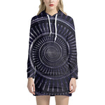 Dark Navy Metal Spiral Print Hoodie Dress